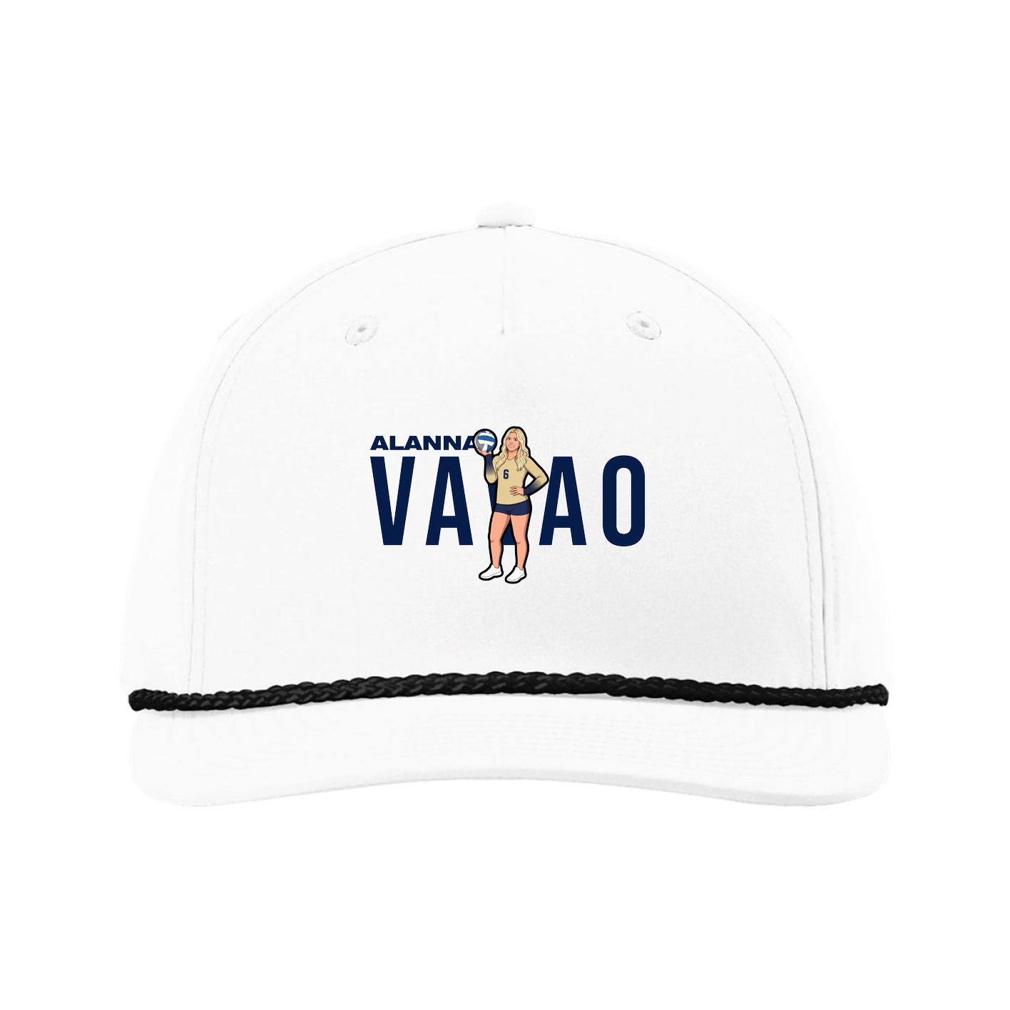 Five-Panel Classic Rope Cap — Player Name in White