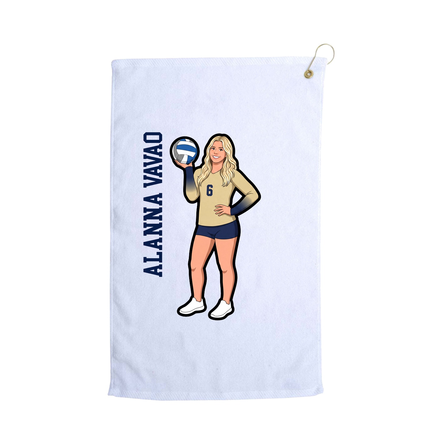 Golf Towel — Name Vertical in White