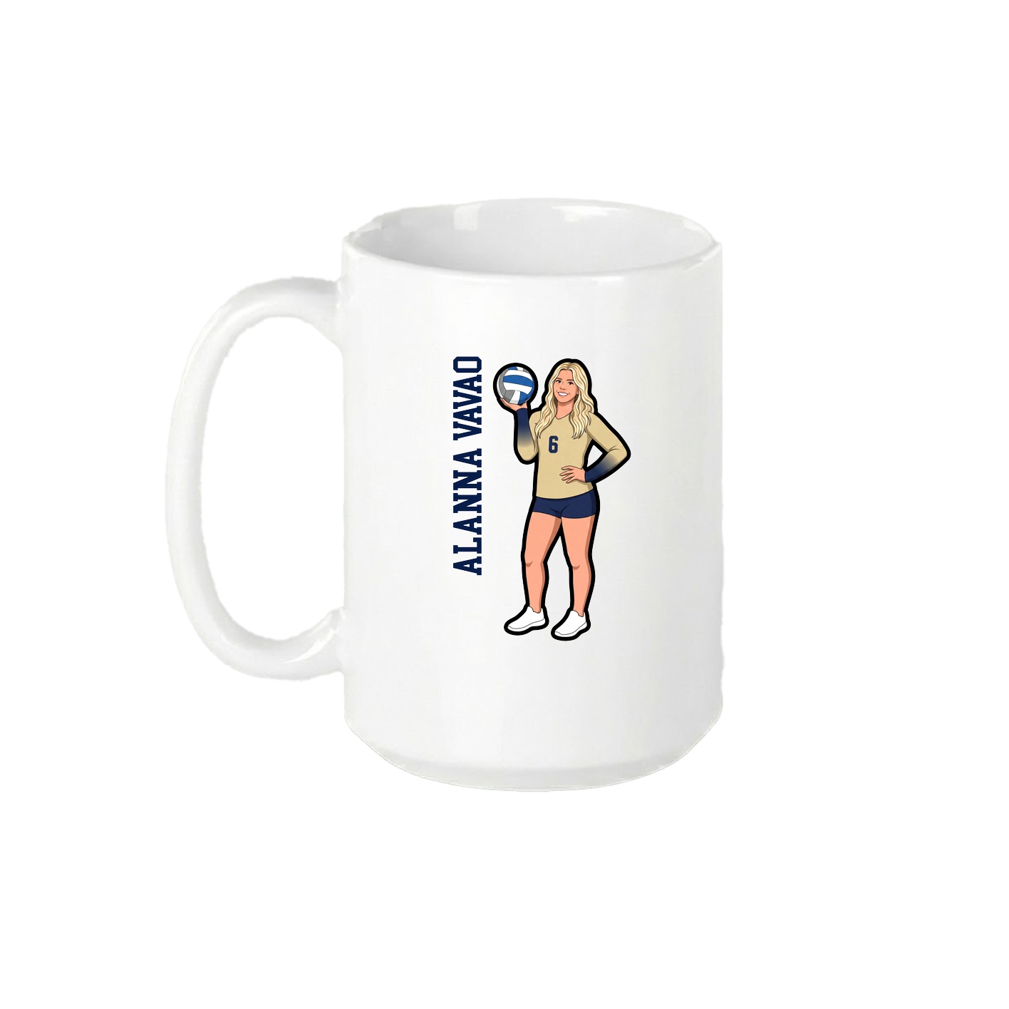 15oz Coffee Mug — Name Vertical in White