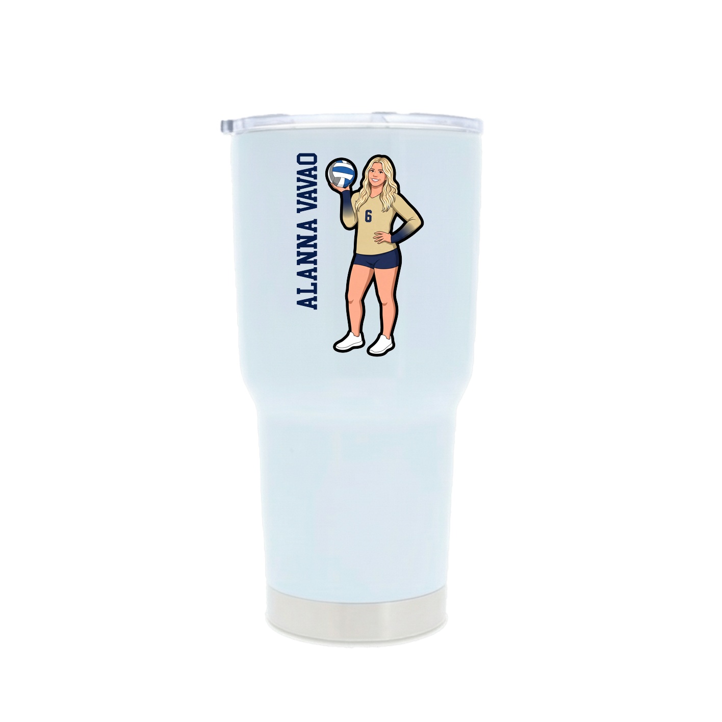 30oz Stainless Steel Tumbler — Name Vertical in White