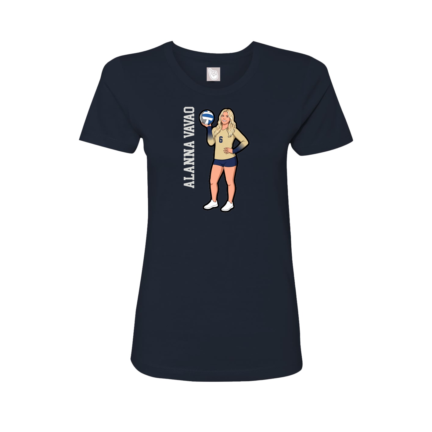 Fitted Women's Tee — Name Vertical in Navy