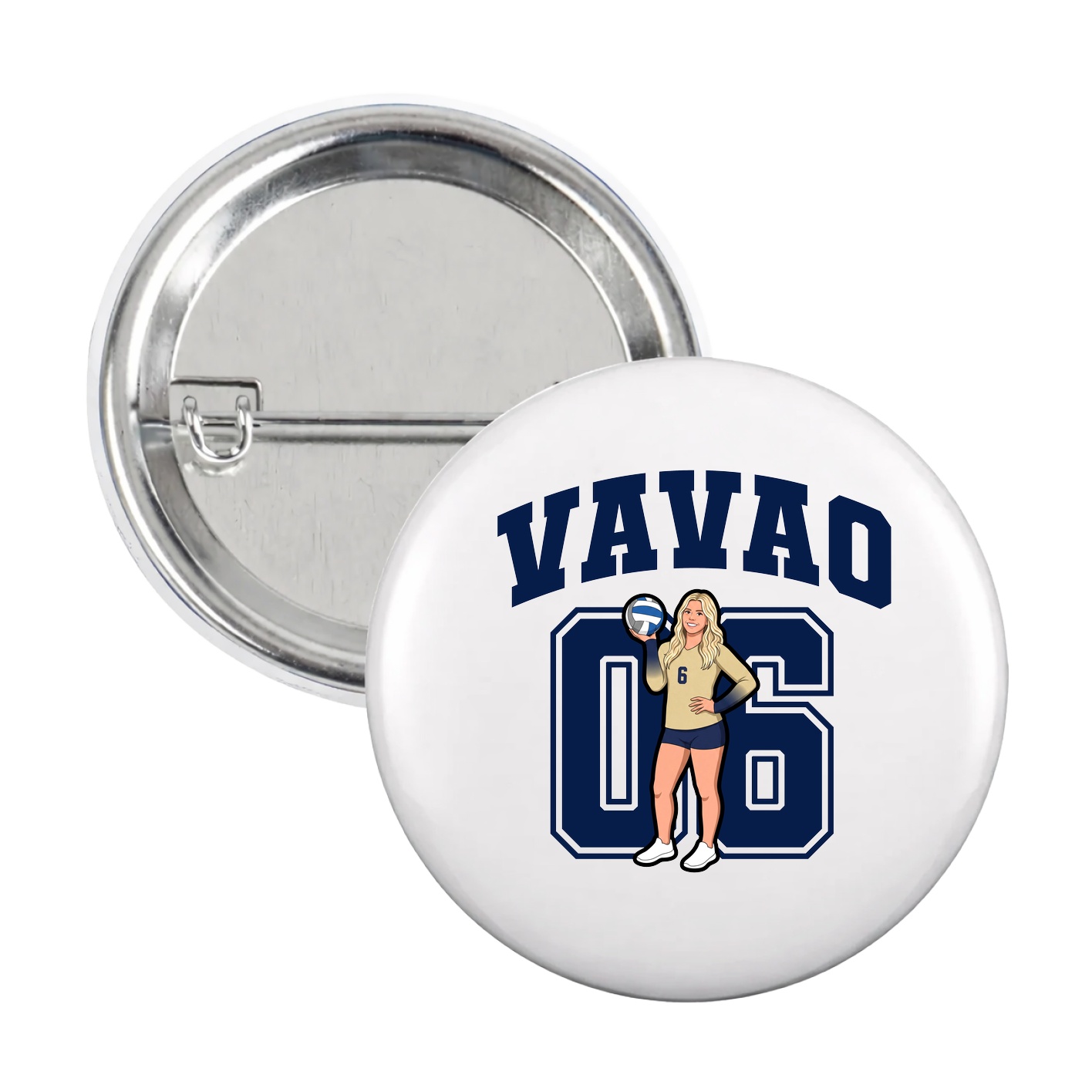 Game Day Button — Number in White