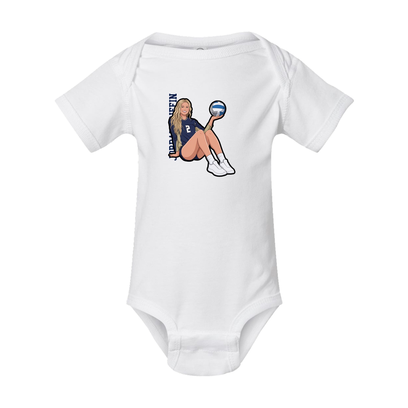 Baby Onesie — Name Vertical in White