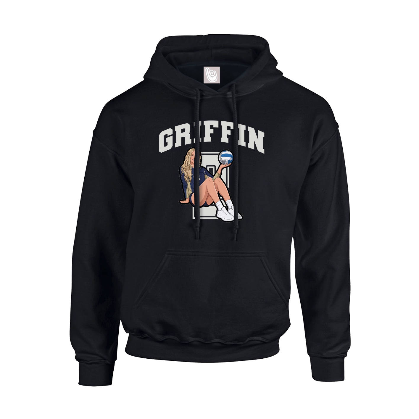 Youth Hoodie — Number in Black