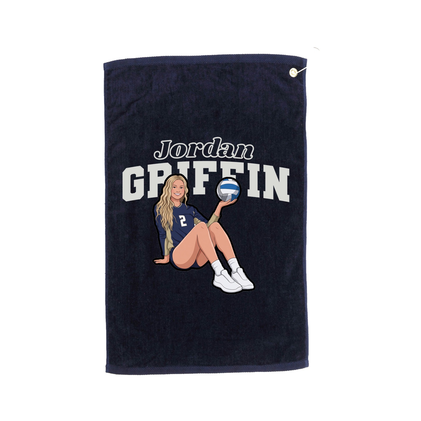 Golf Towel — Name Arch in Navy