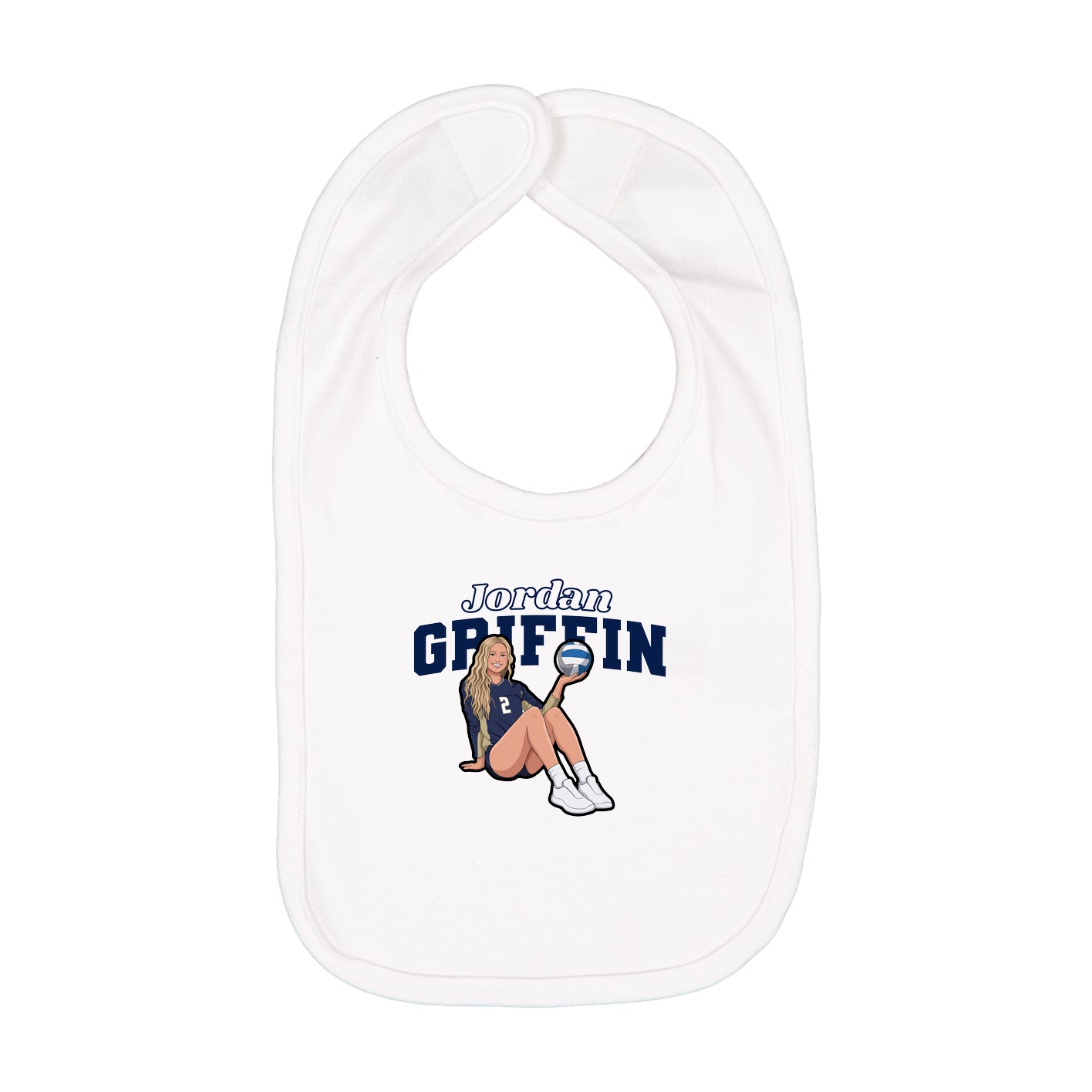 Infant Bib — Name Arch in White