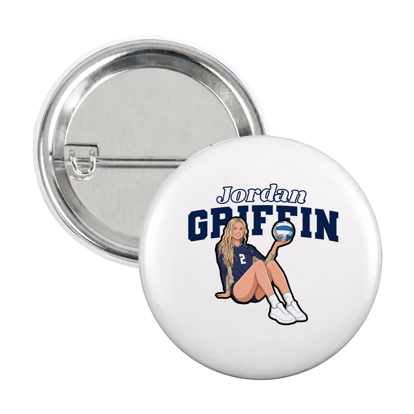Game Day Button — Name Arch in White