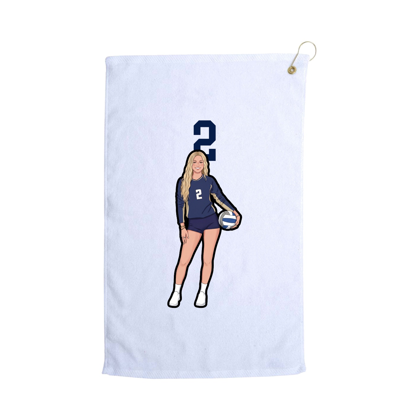 Golf Towel — Number Top in White
