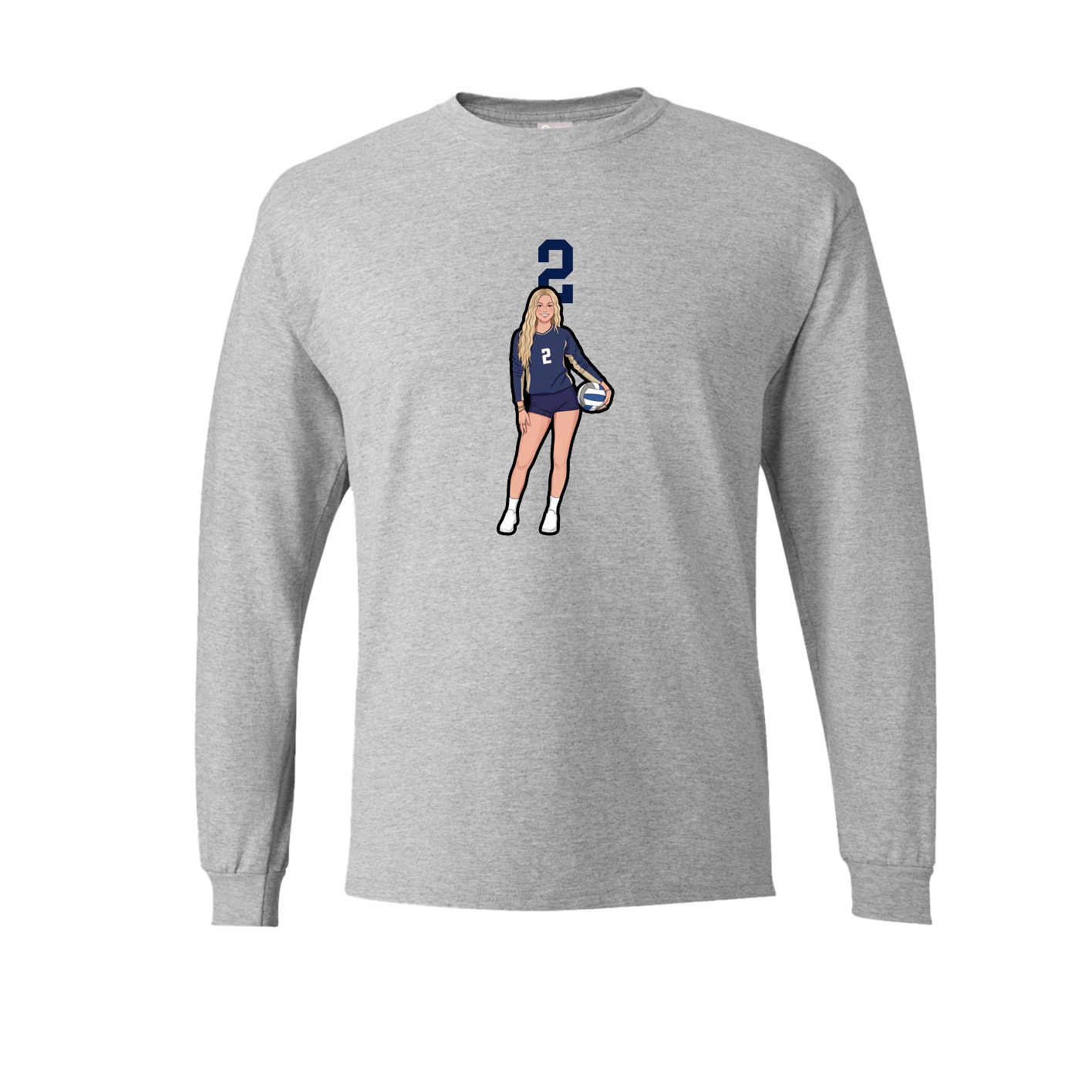 Long Sleeve Tee — Number Top in Grey
