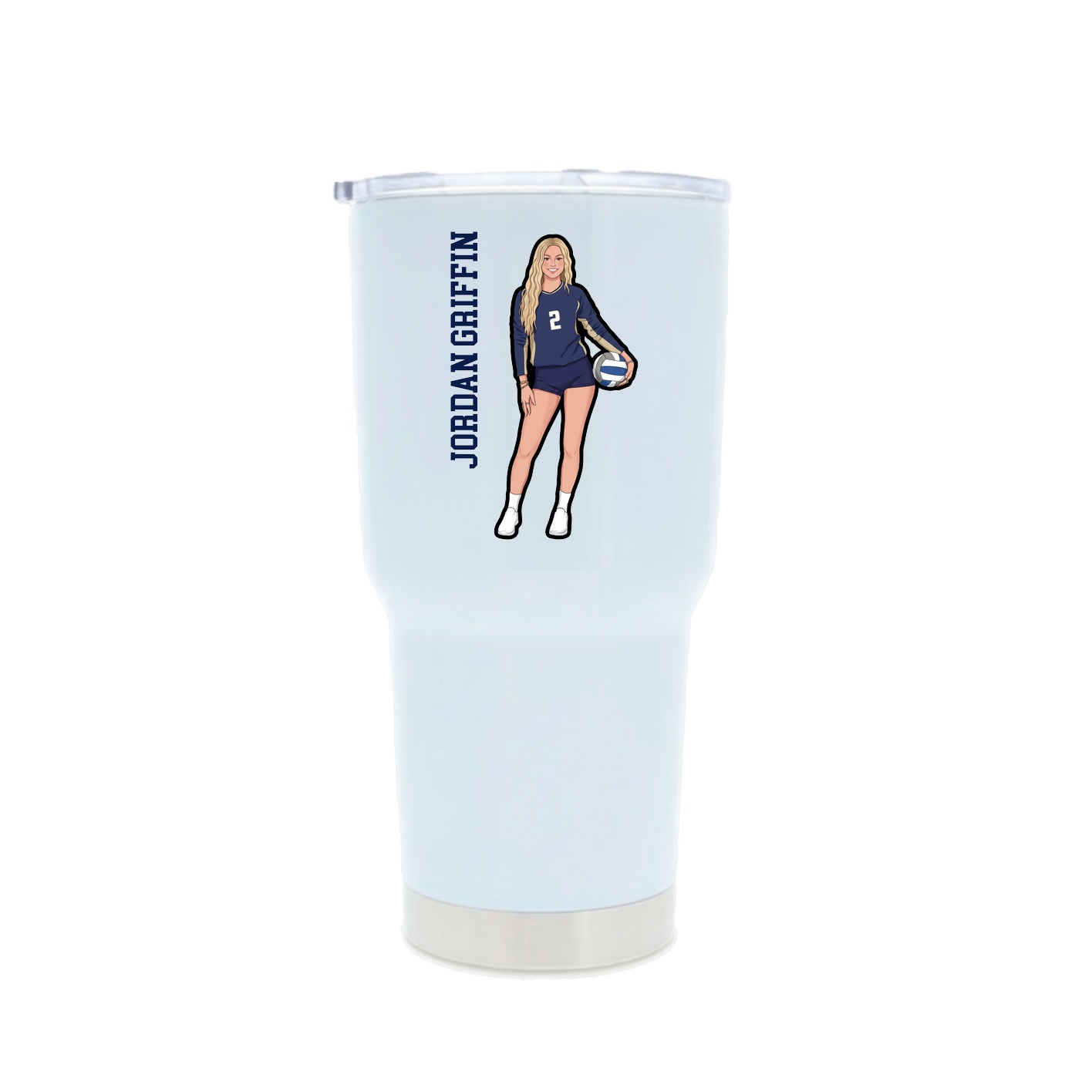 30oz Stainless Steel Tumbler — Name Vertical in White
