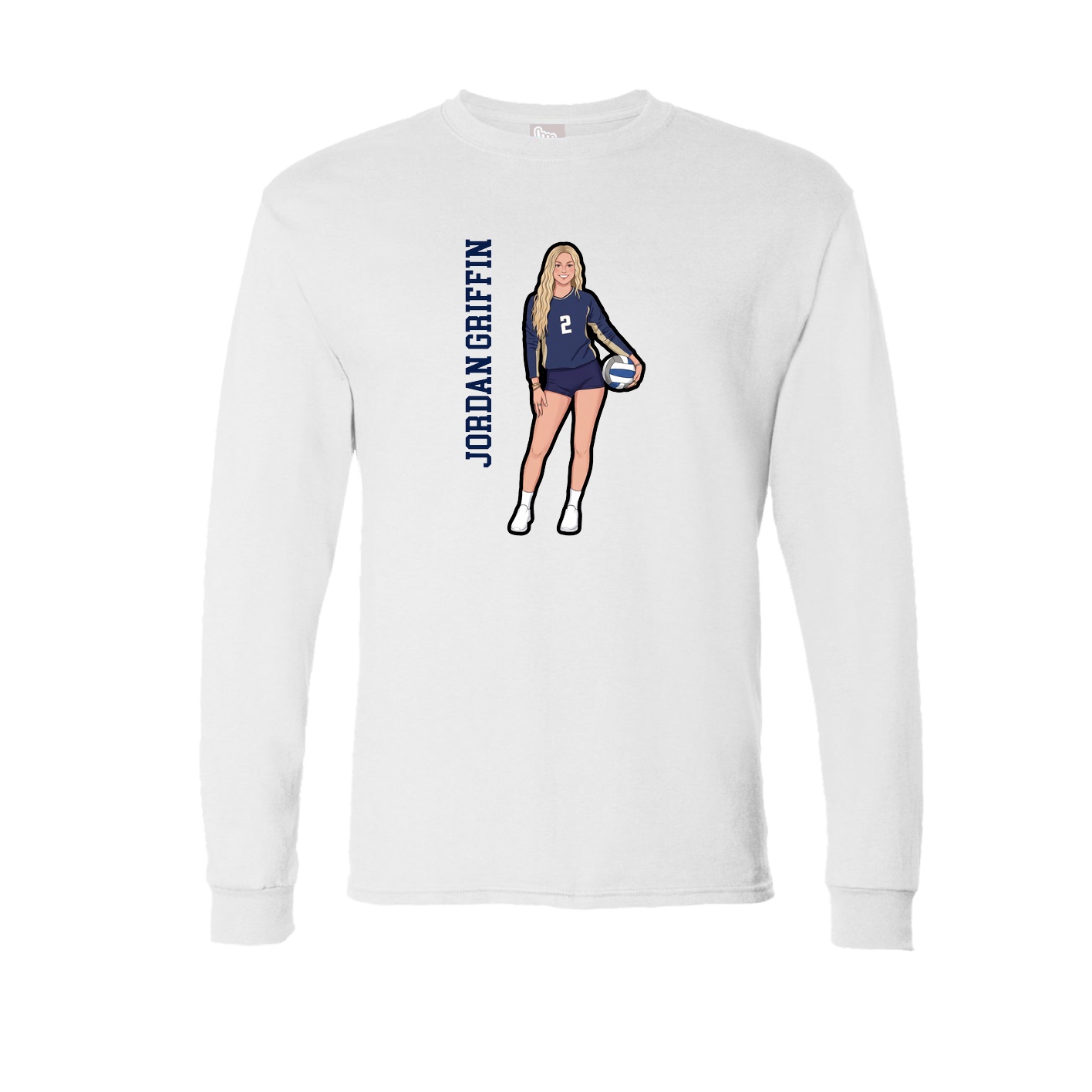 Long Sleeve Tee — Name Vertical in White