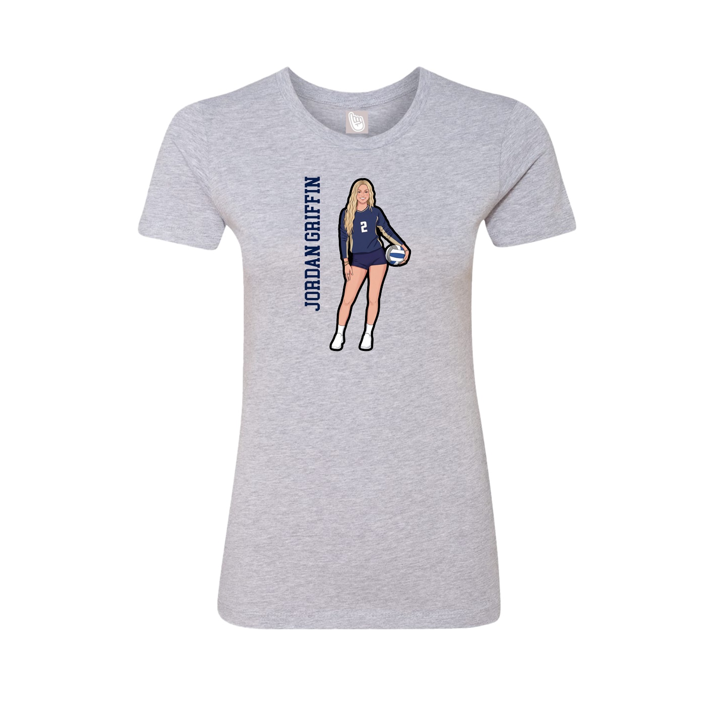 Fitted Women's Tee — Name Vertical in Grey