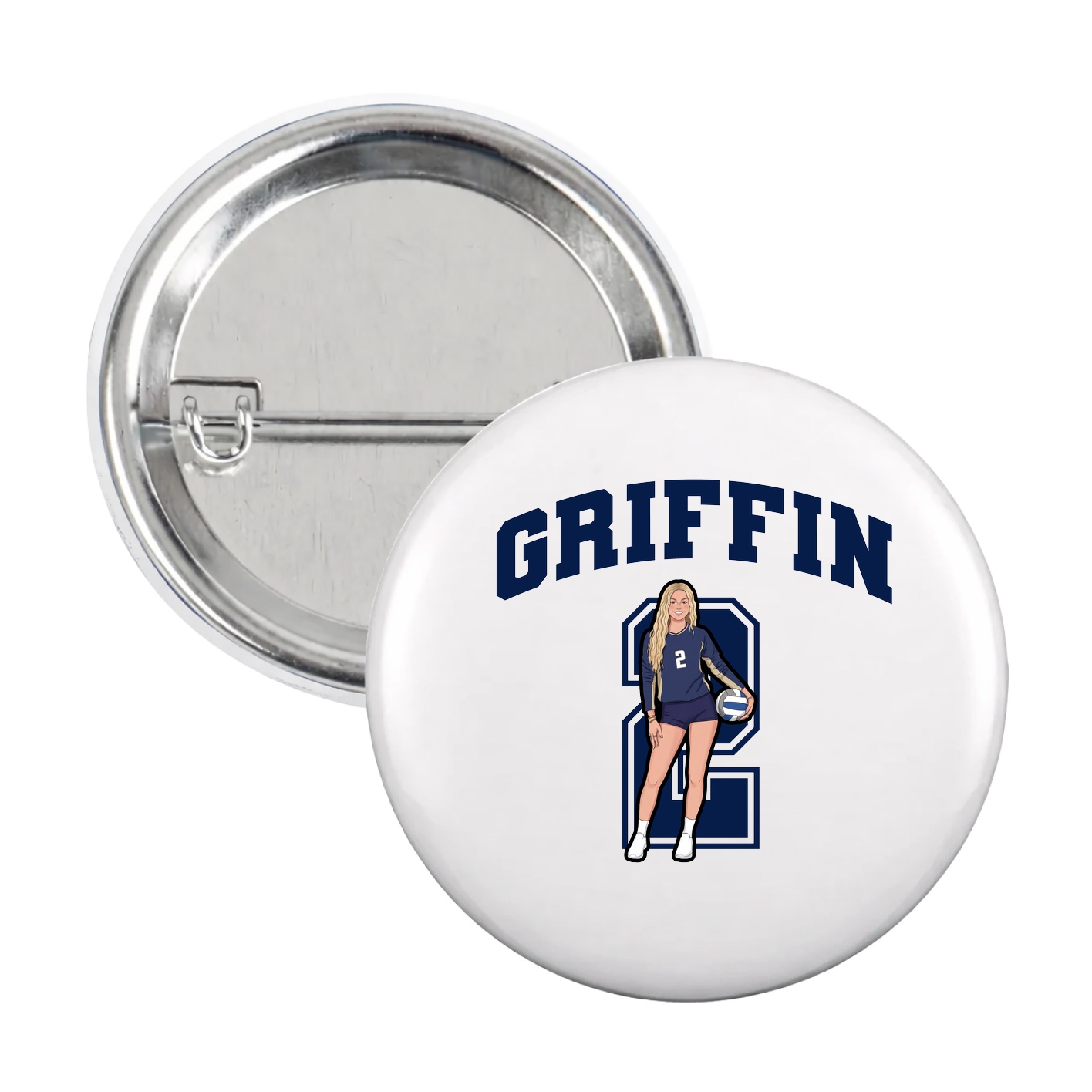 Game Day Button — Number in White