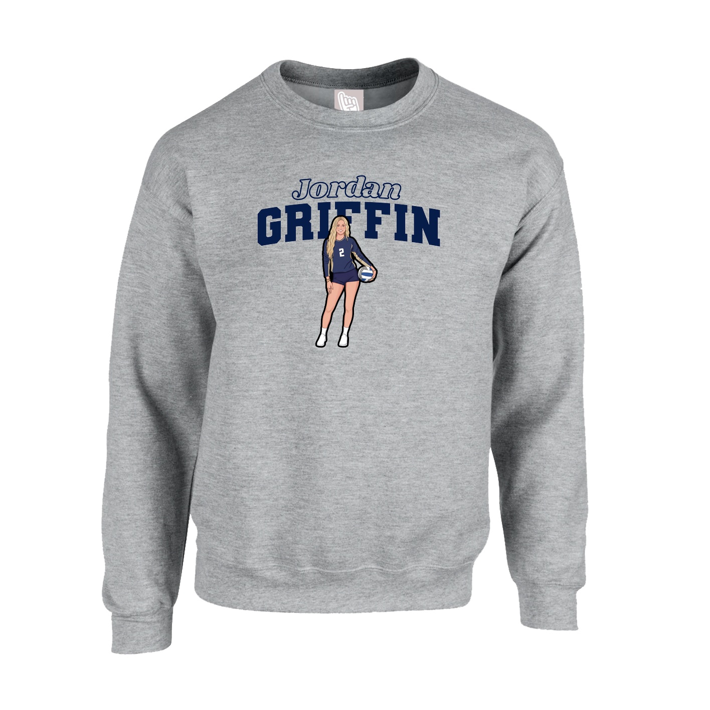 Fleece Crew — Name Arch in Grey