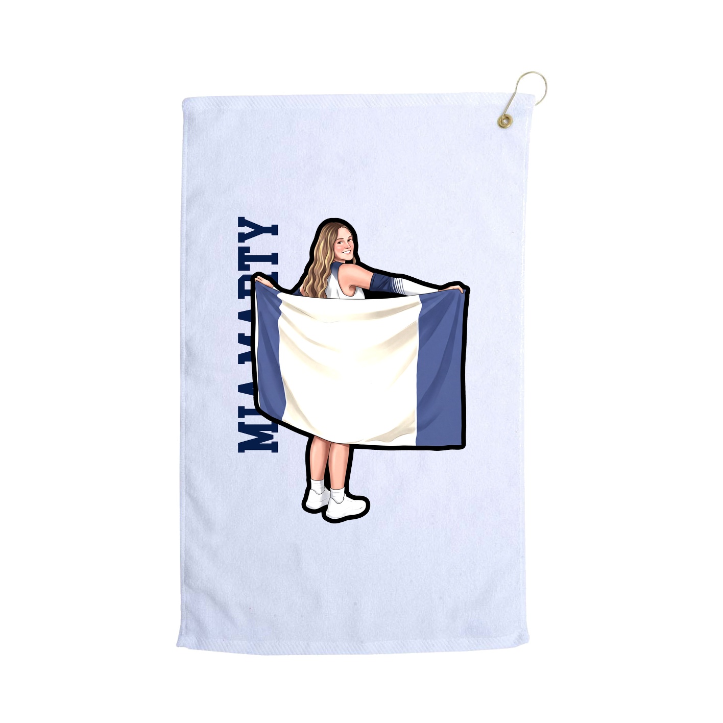 Golf Towel — Name Vertical in White