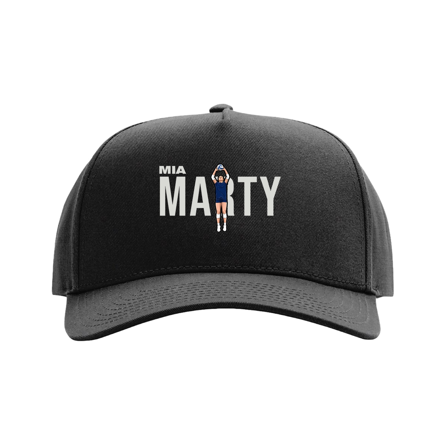 Full Fabric Five-Panel Champ Cap — Player Name in Black