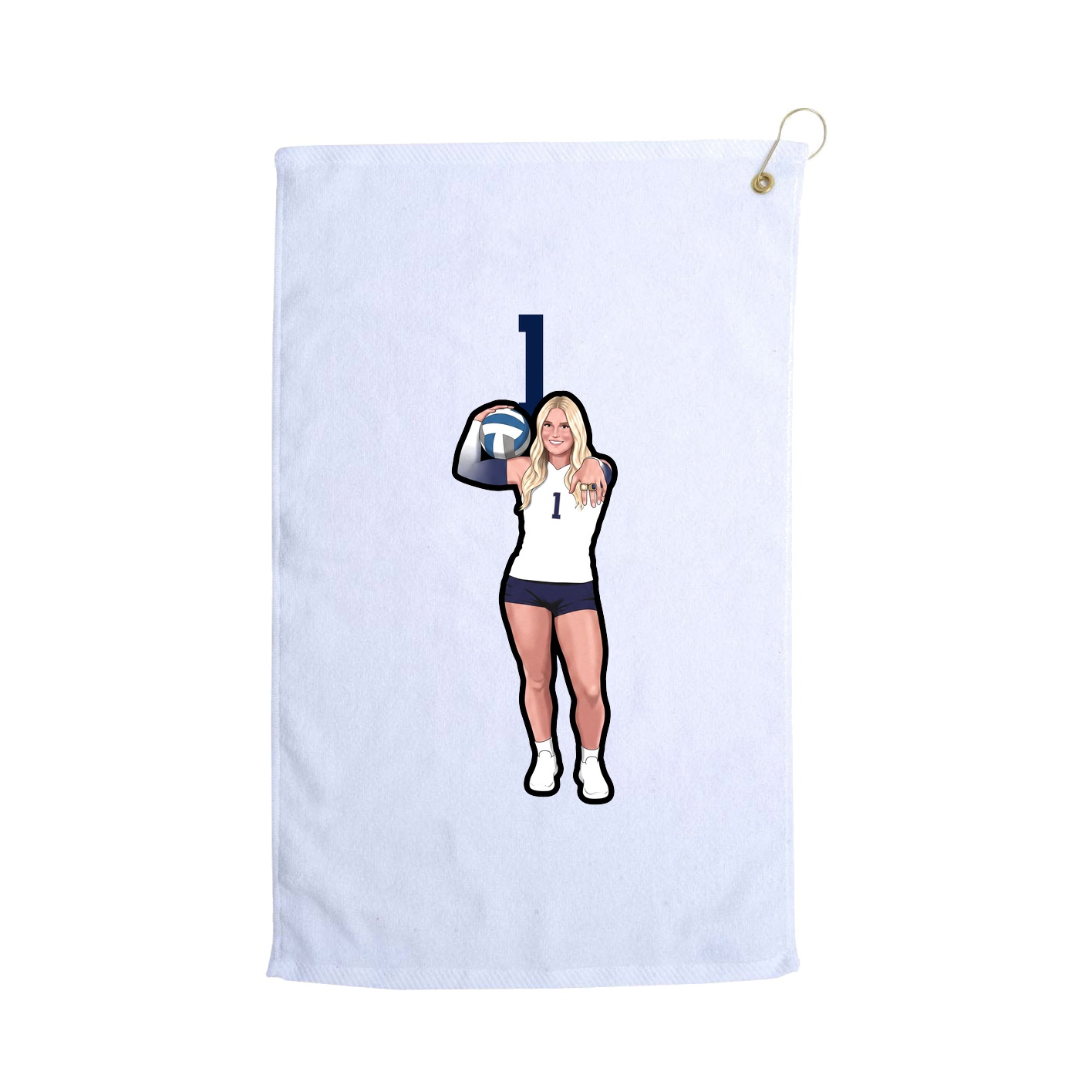 Golf Towel — Number Top in White