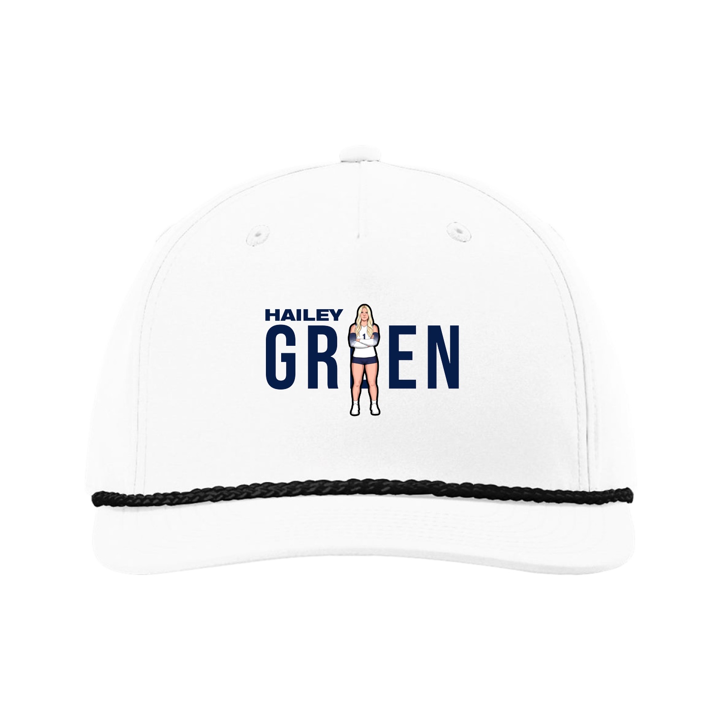 Five-Panel Classic Rope Cap — Player Name in White