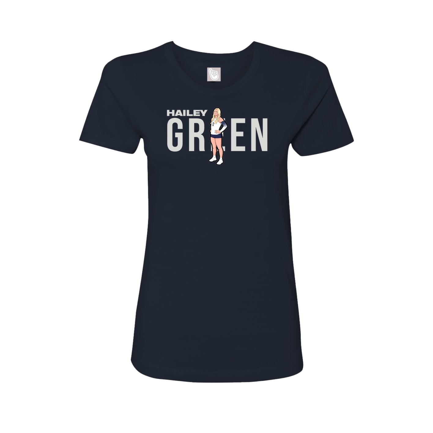 Fitted Women's Tee — Player Name in Navy
