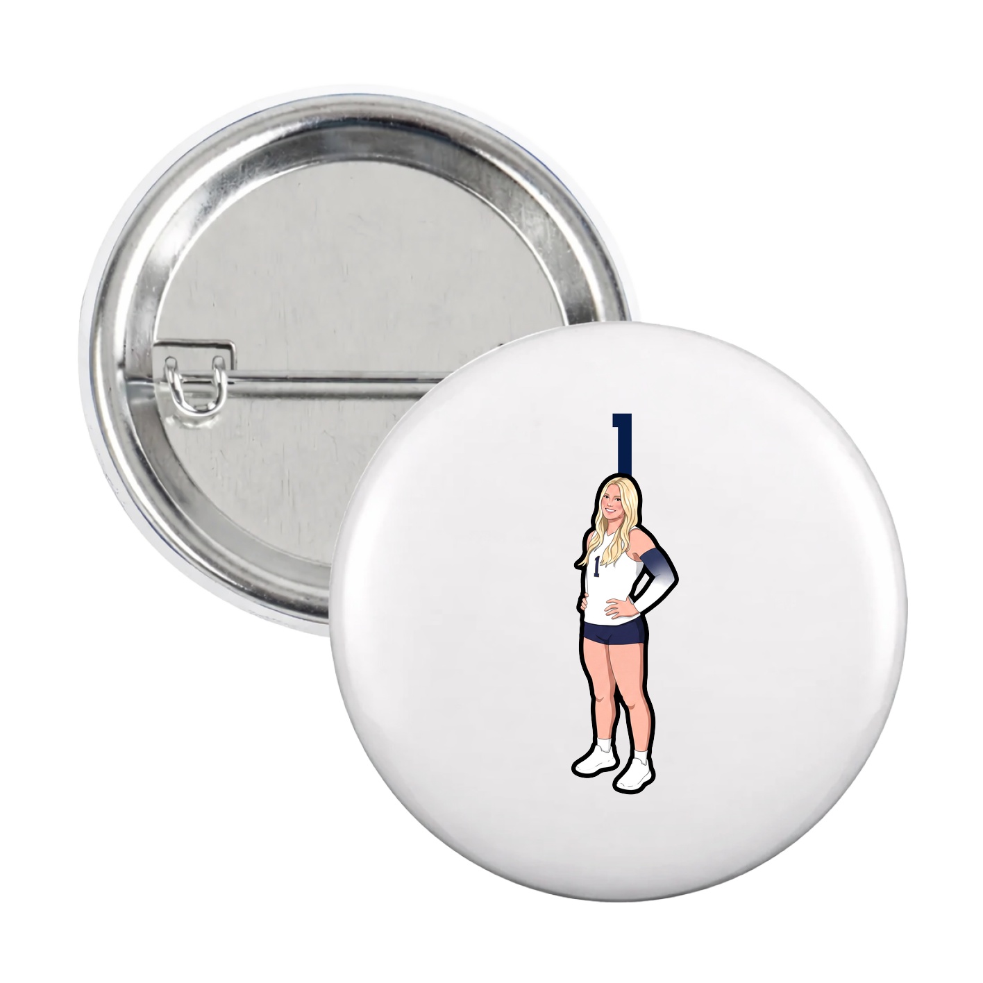 Game Day Button — Number Top in White