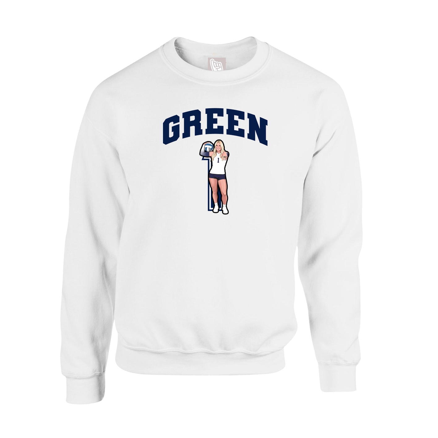 Fleece Crew — Number in White