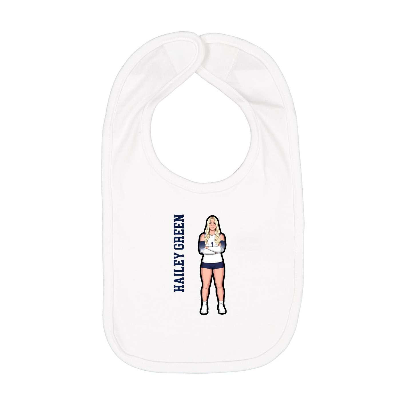 Infant Bib — Name Vertical in White