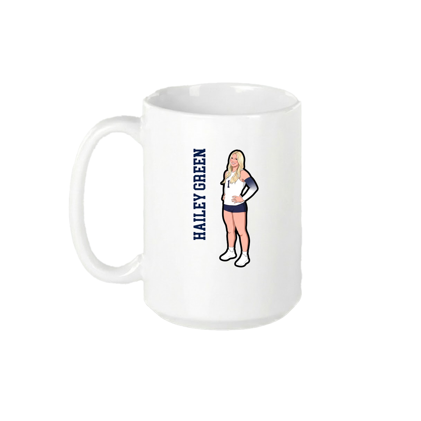 15oz Coffee Mug — Name Vertical in White