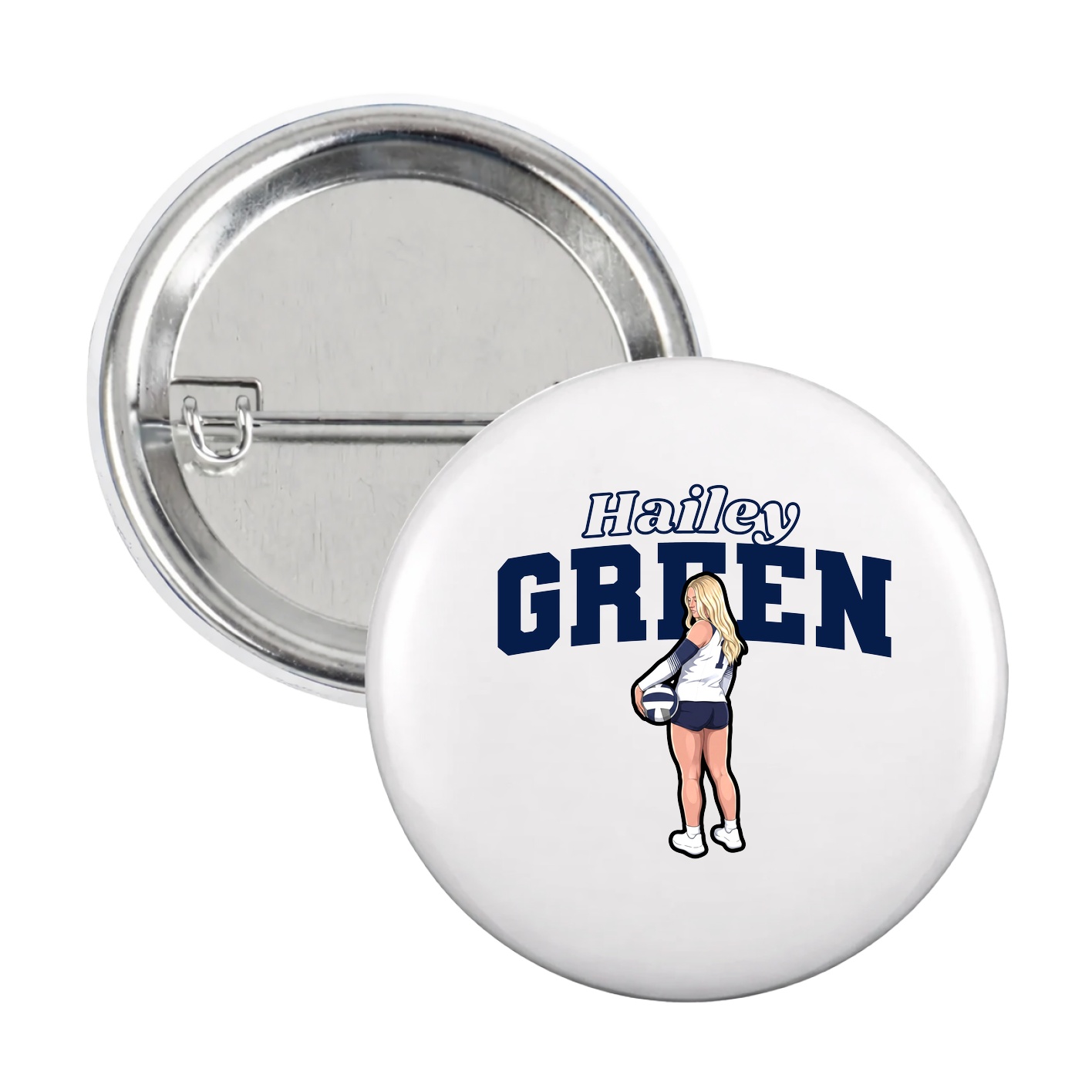 Game Day Button — Name Arch in White