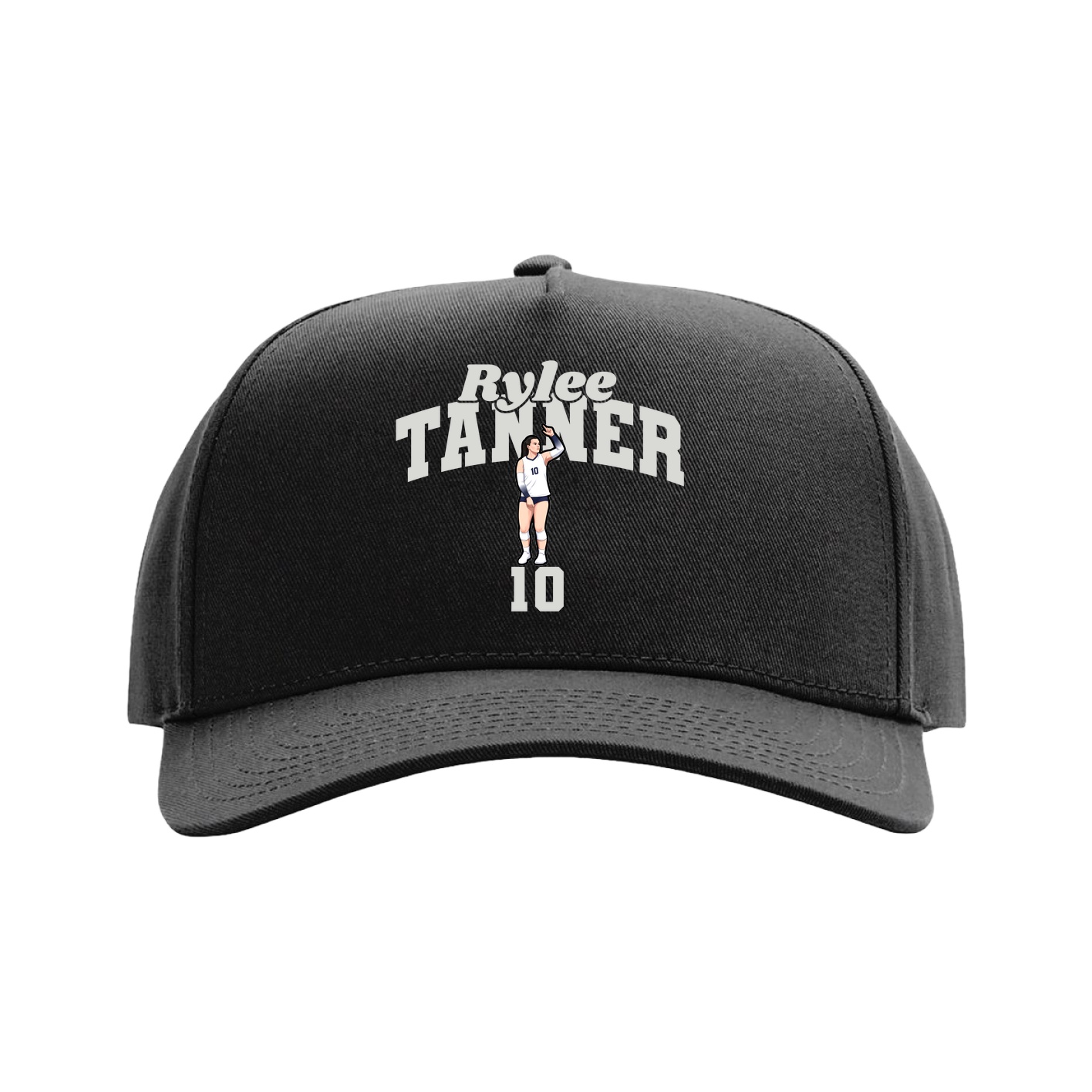 Full Fabric Five-Panel Champ Cap — Signature Arch in Black