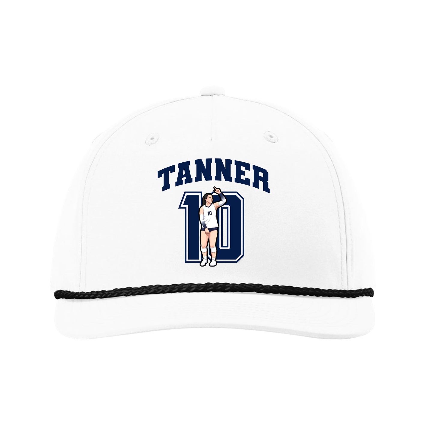 Five-Panel Classic Rope Cap — Number in White