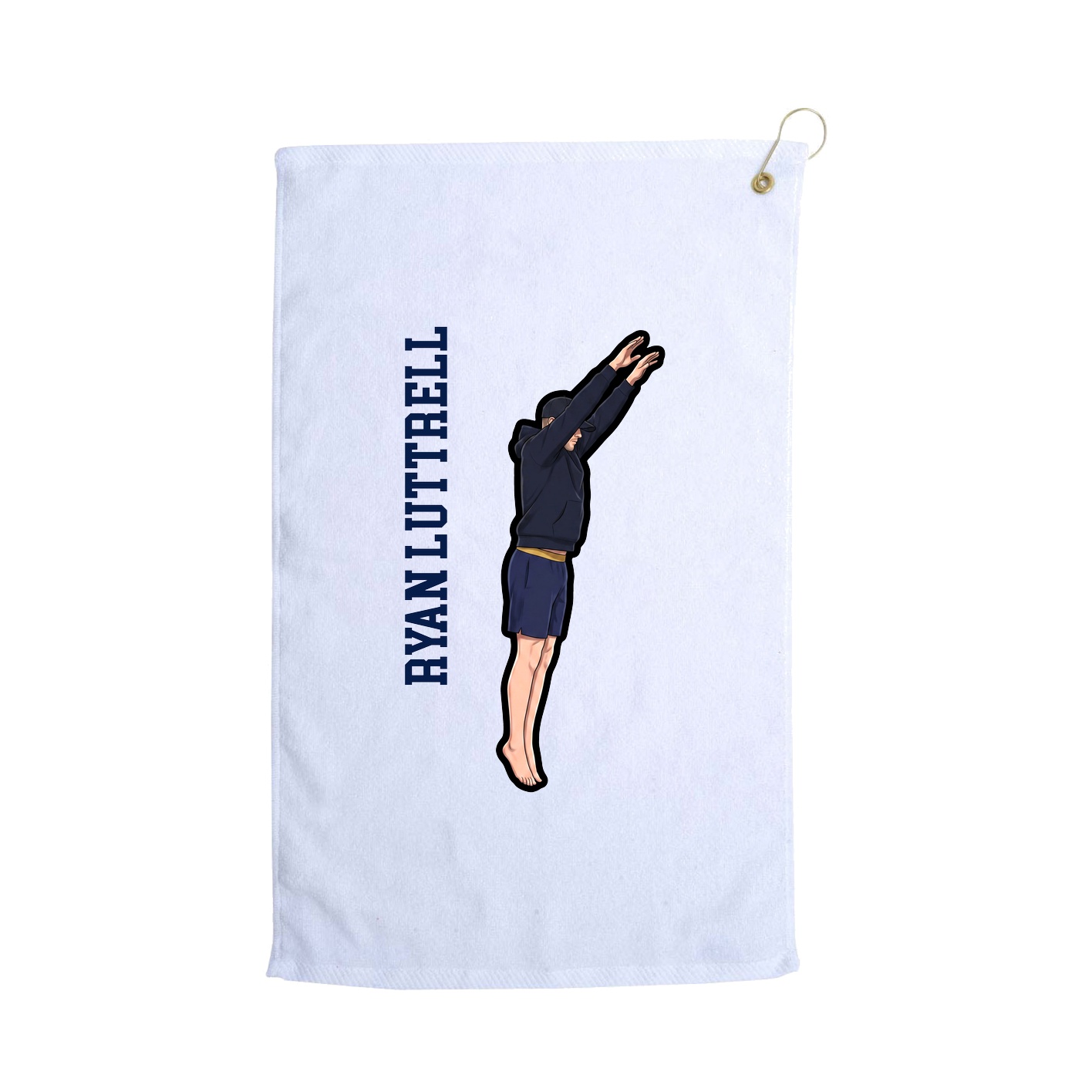 Golf Towel — Name Vertical in White