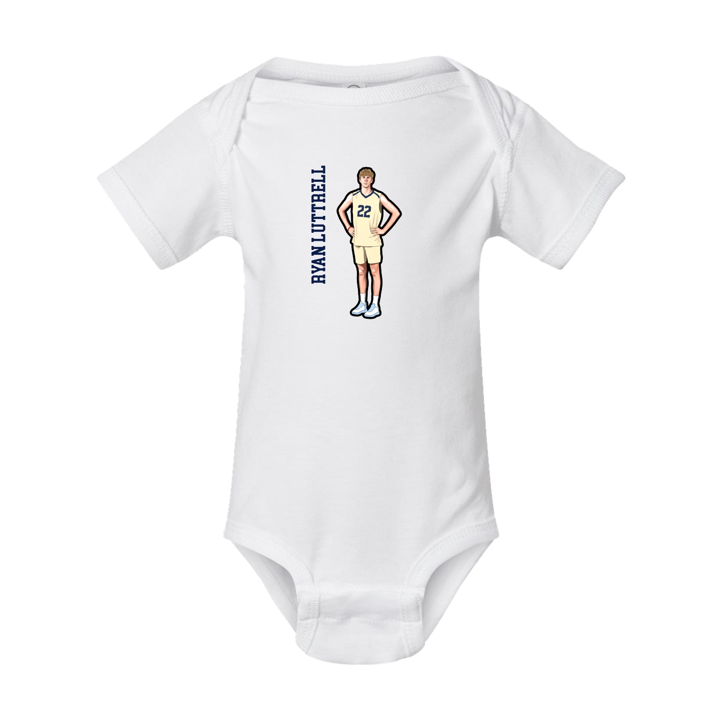 Baby Onesie — Name Vertical in White
