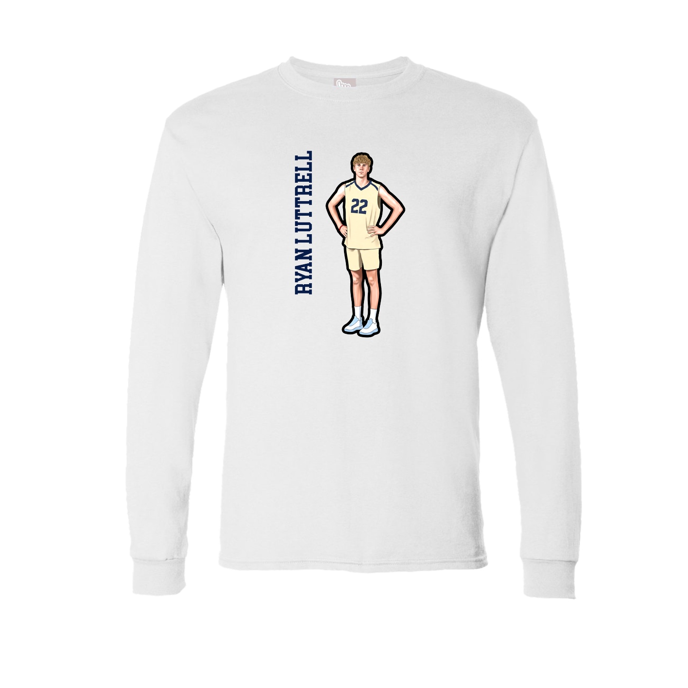Long Sleeve Tee — Name Vertical in White