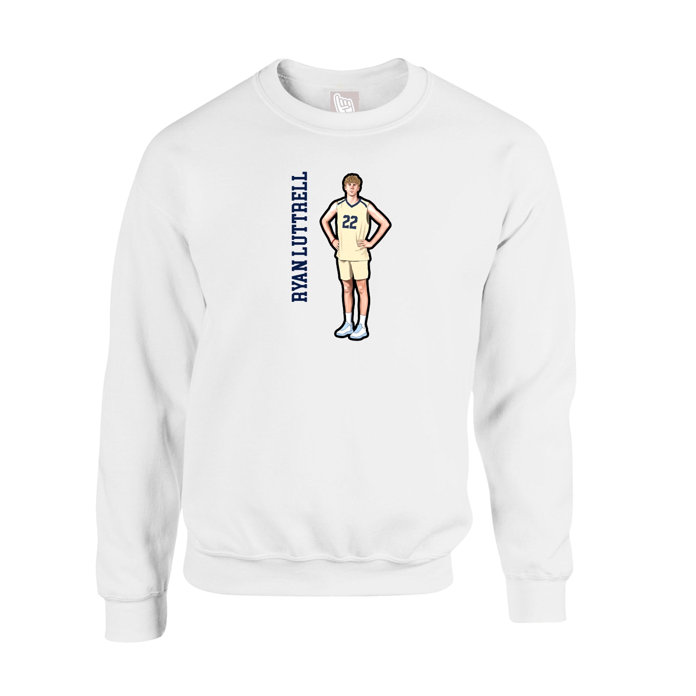 Fleece Crew — Name Vertical in White