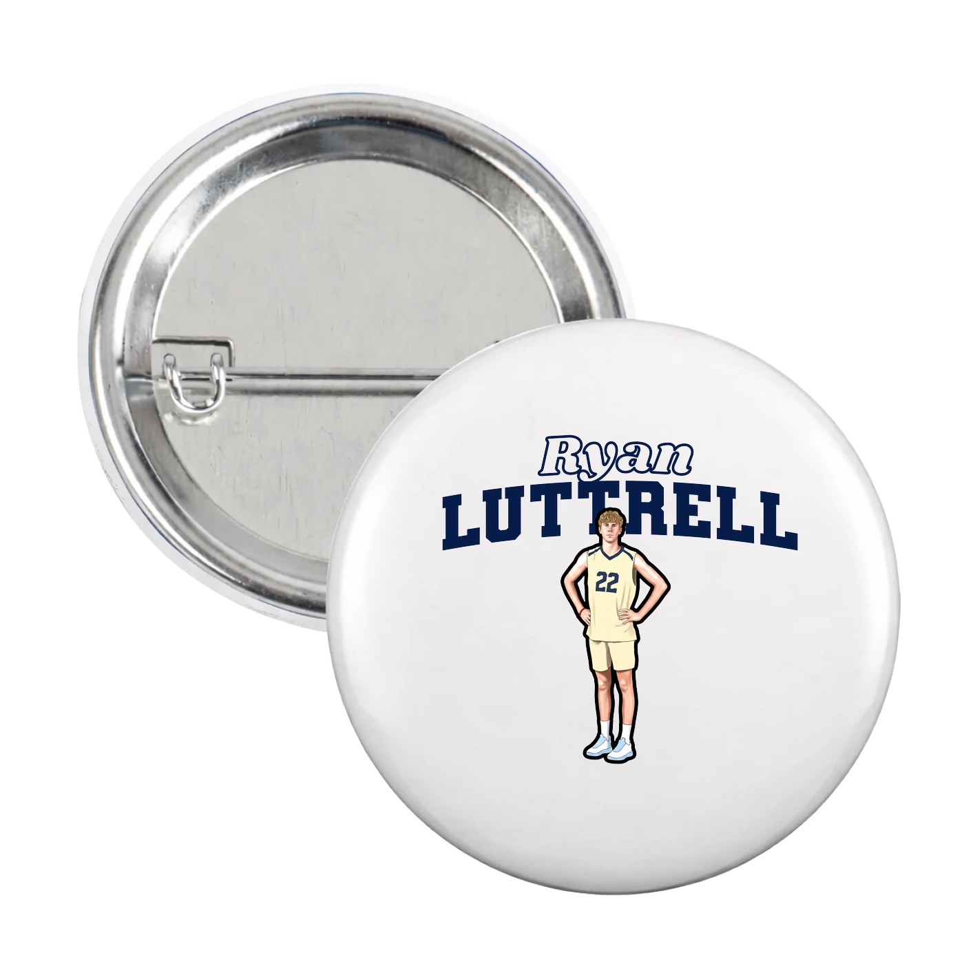 Game Day Button — Name Arch in White