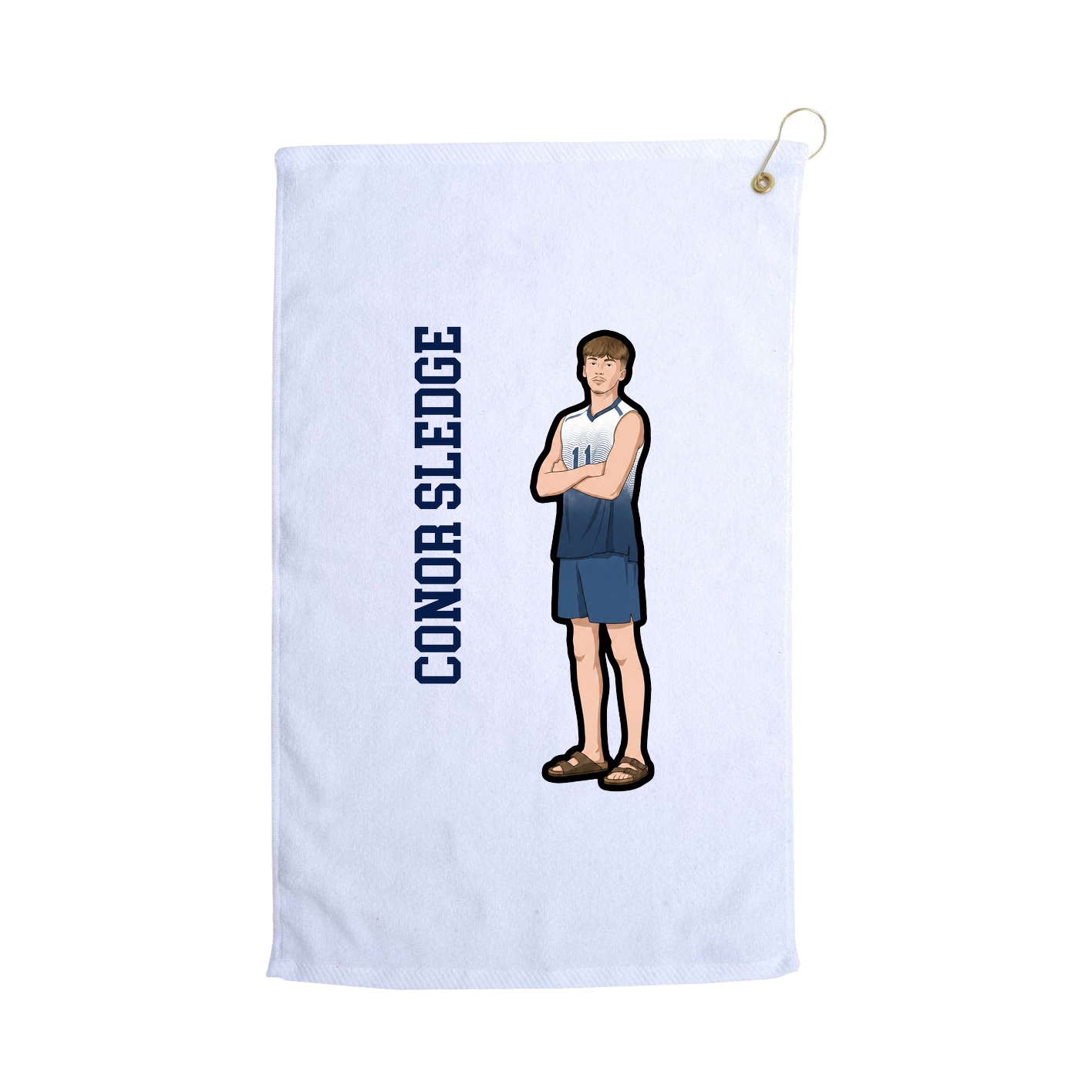 Golf Towel — Name Vertical in White