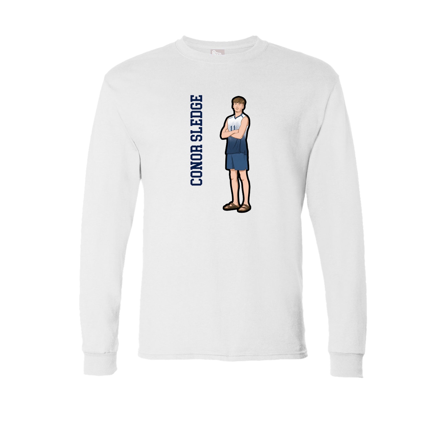 Long Sleeve Tee — Name Vertical in White