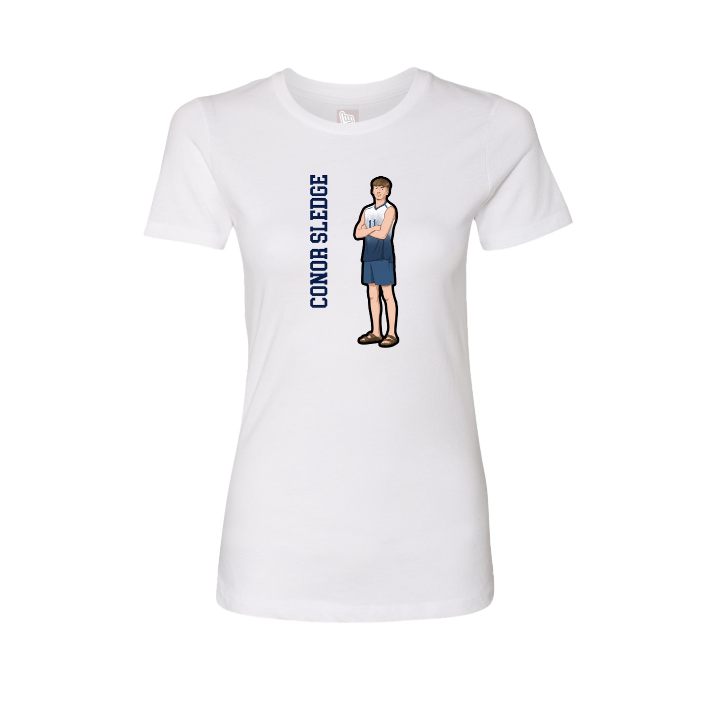 Fitted Women's Tee — Name Vertical in White