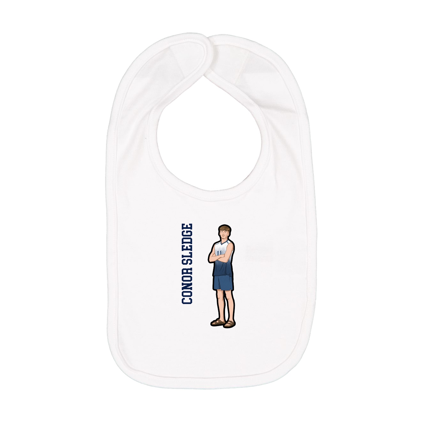 Infant Bib — Name Vertical in White