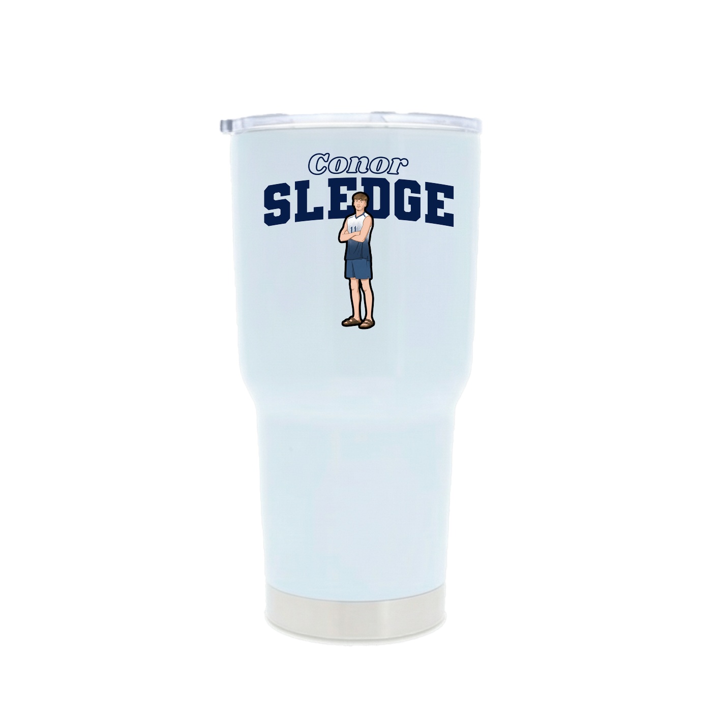30oz Stainless Steel Tumbler — Name Arch in White