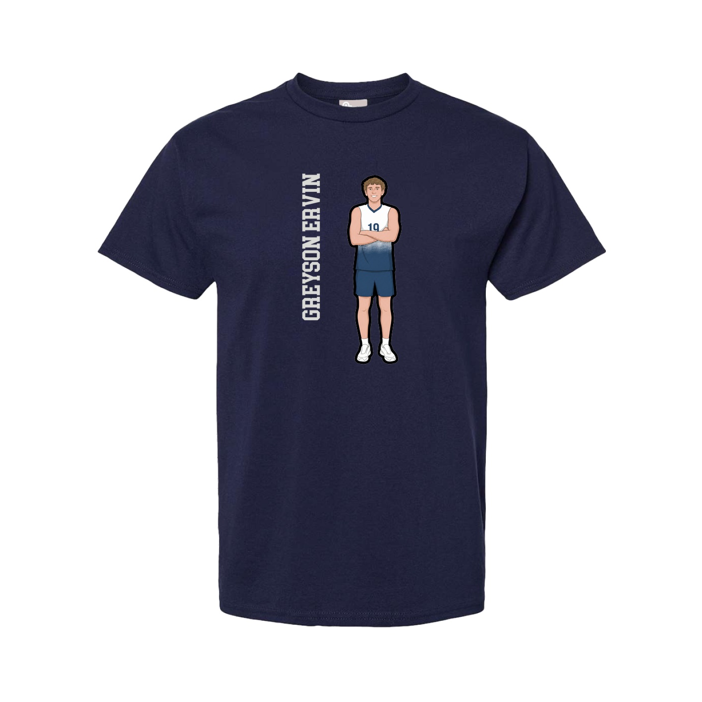 Youth Tee — Name Vertical in Navy