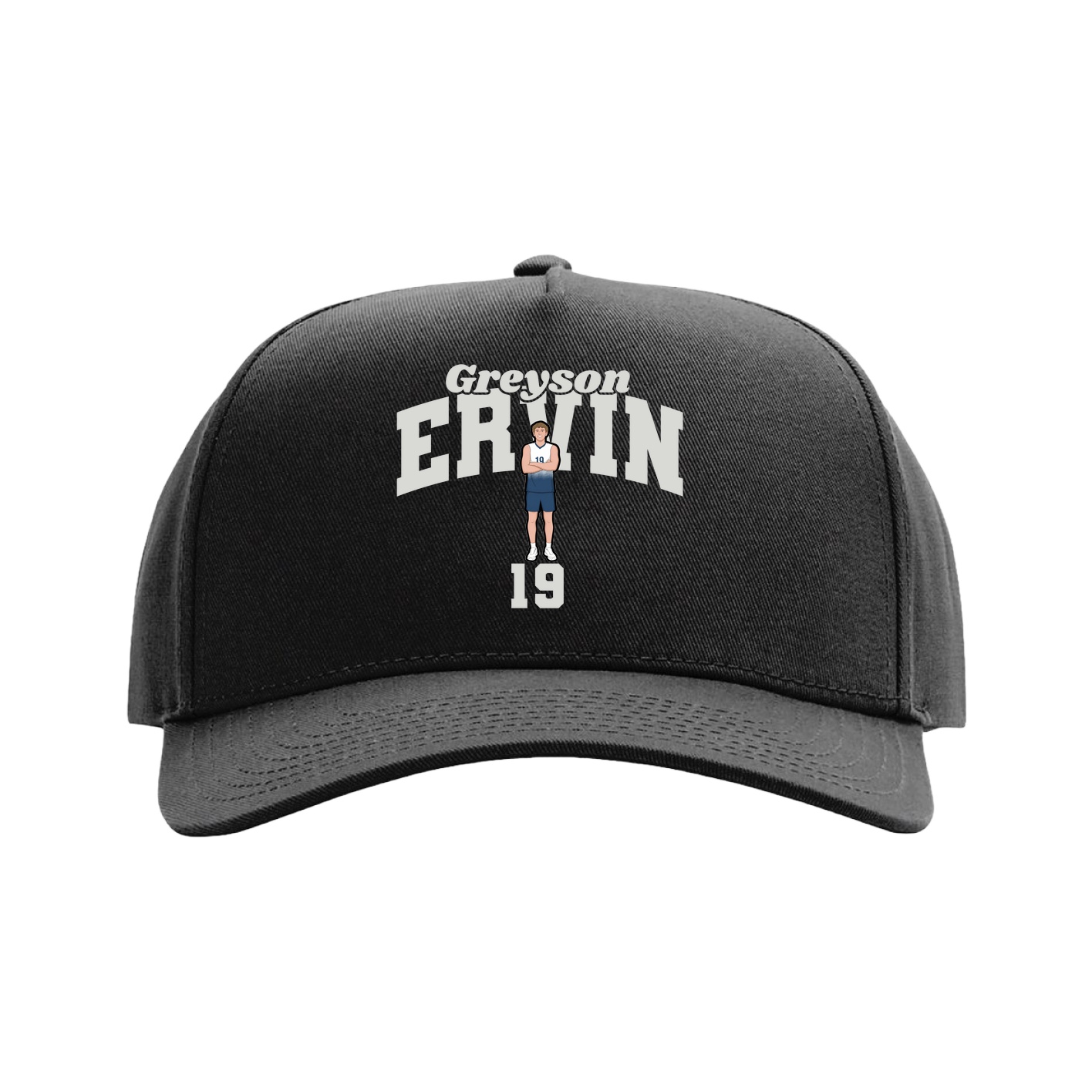 Full Fabric Five-Panel Champ Cap — Signature Arch in Black