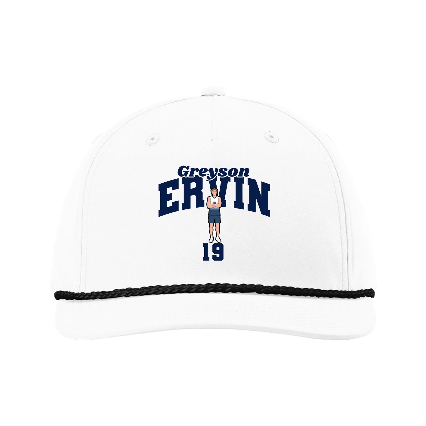 Five-Panel Classic Rope Cap — Signature Arch in White