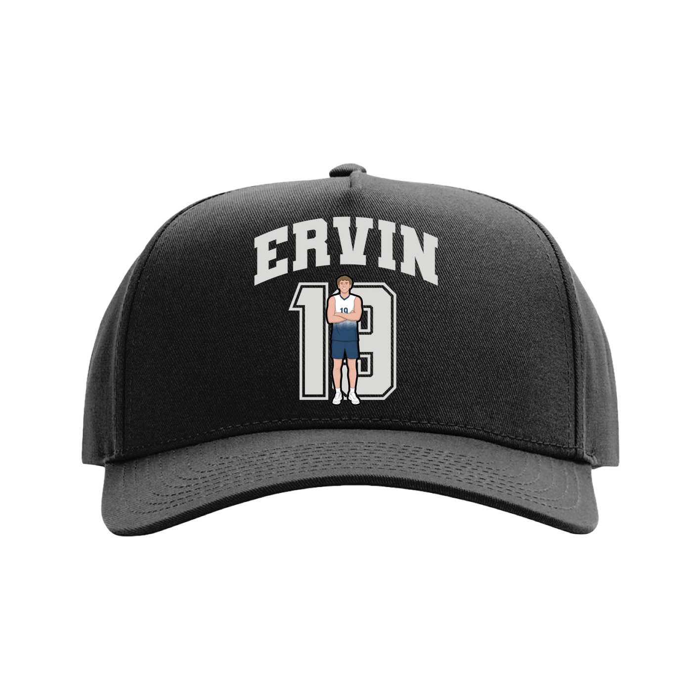 Full Fabric Five-Panel Champ Cap — Number in Black