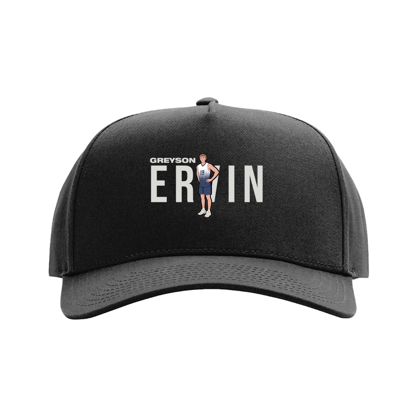 Full Fabric Five-Panel Champ Cap — Player Name in Black