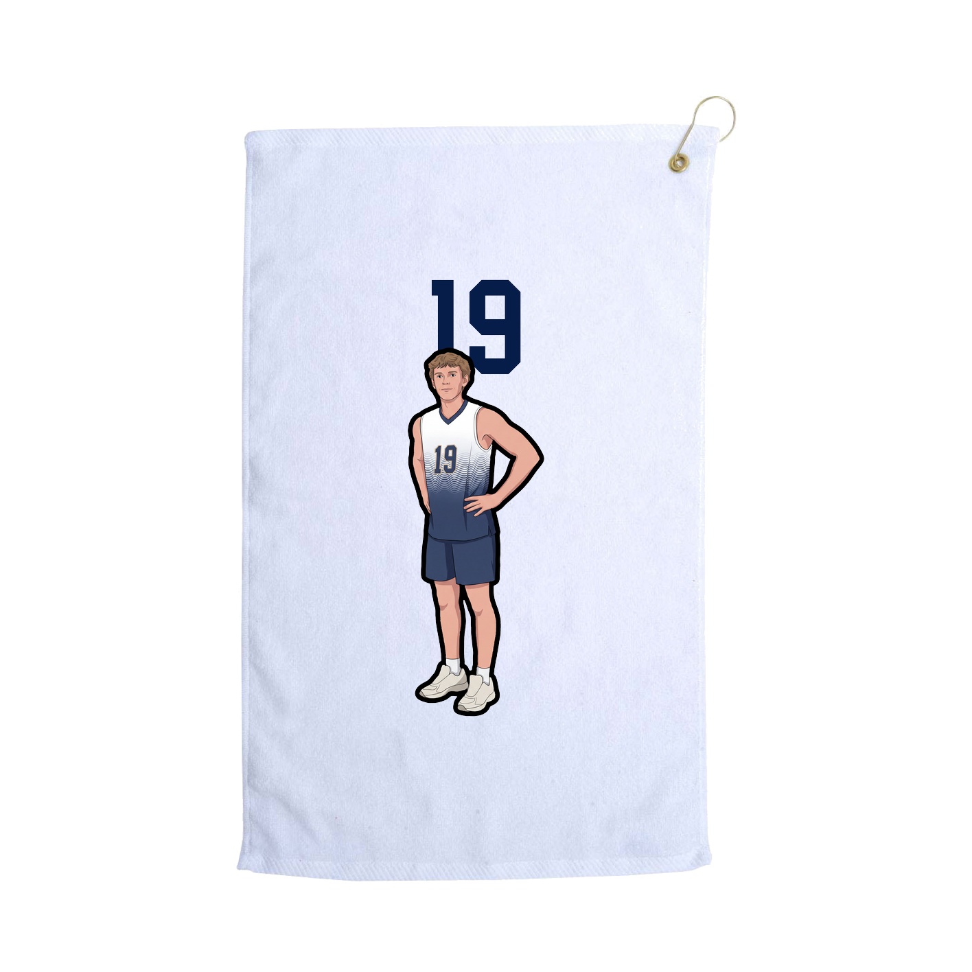Golf Towel — Number Top in White