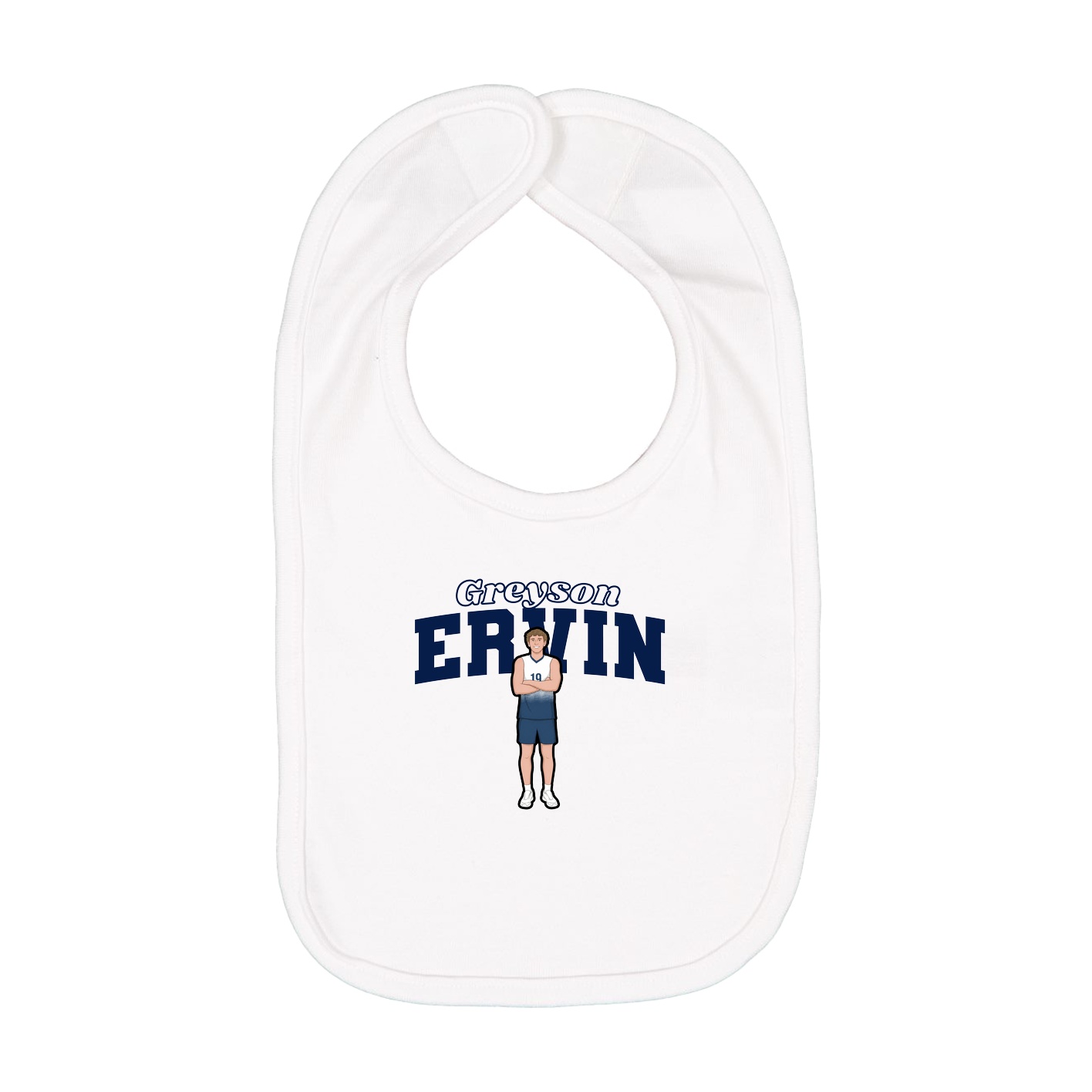 Infant Bib — Name Arch in White