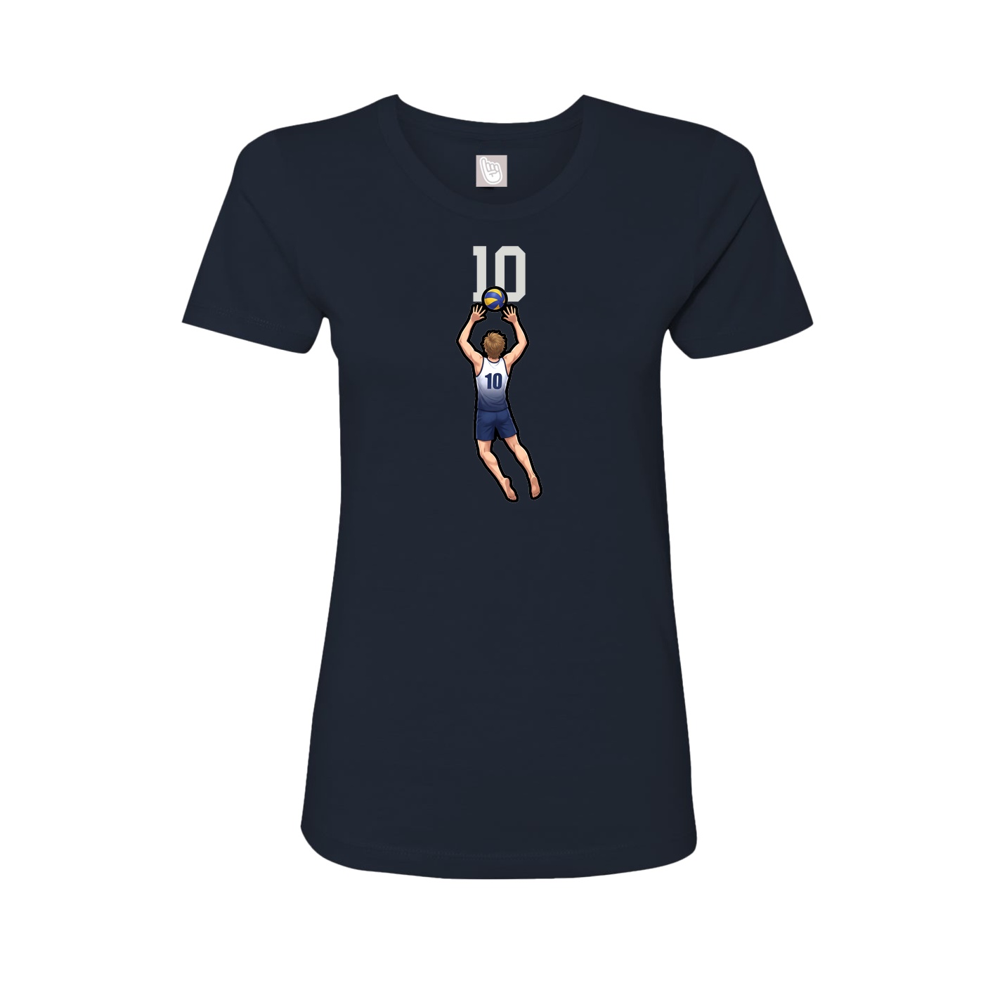 Fitted Women's Tee — Number Top in Navy