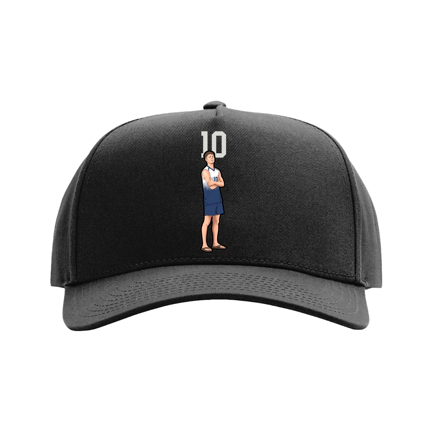 Full Fabric Five-Panel Champ Cap — Number Top in Black