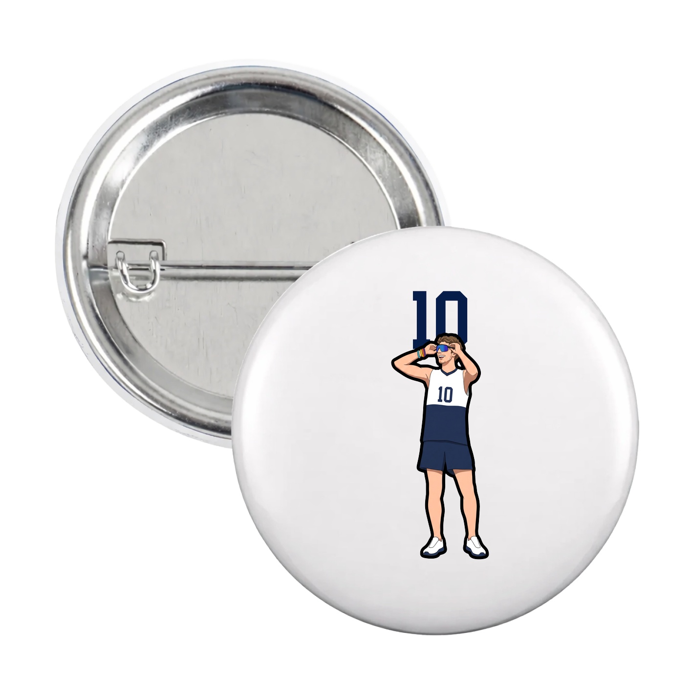 Game Day Button — Number Top in White